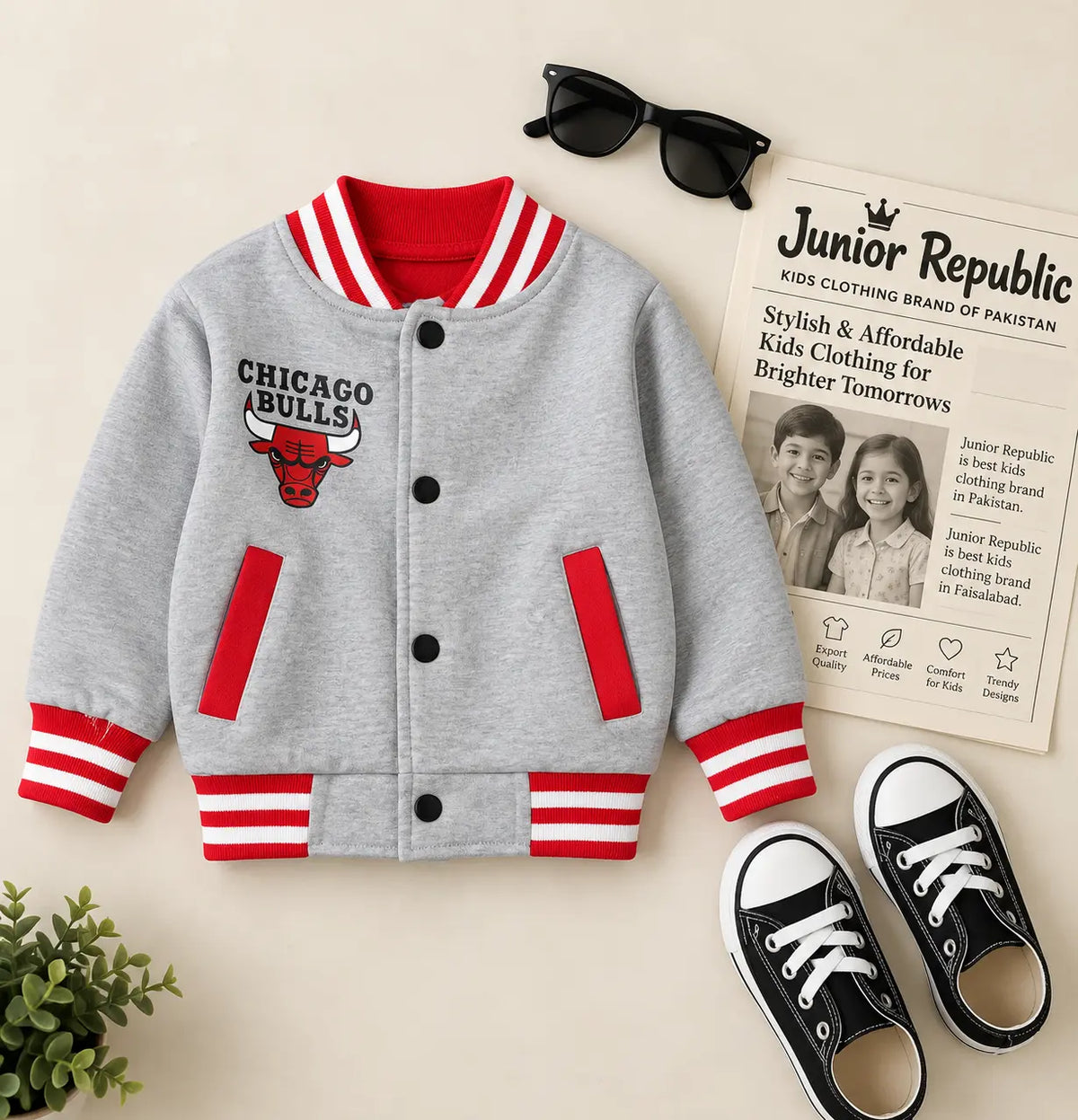 Kids Fleece Varsity Jacket – Chicago Bulls Printed Button-Up Winter Jacket for Boys & Girls - FJ 004 (Copy)