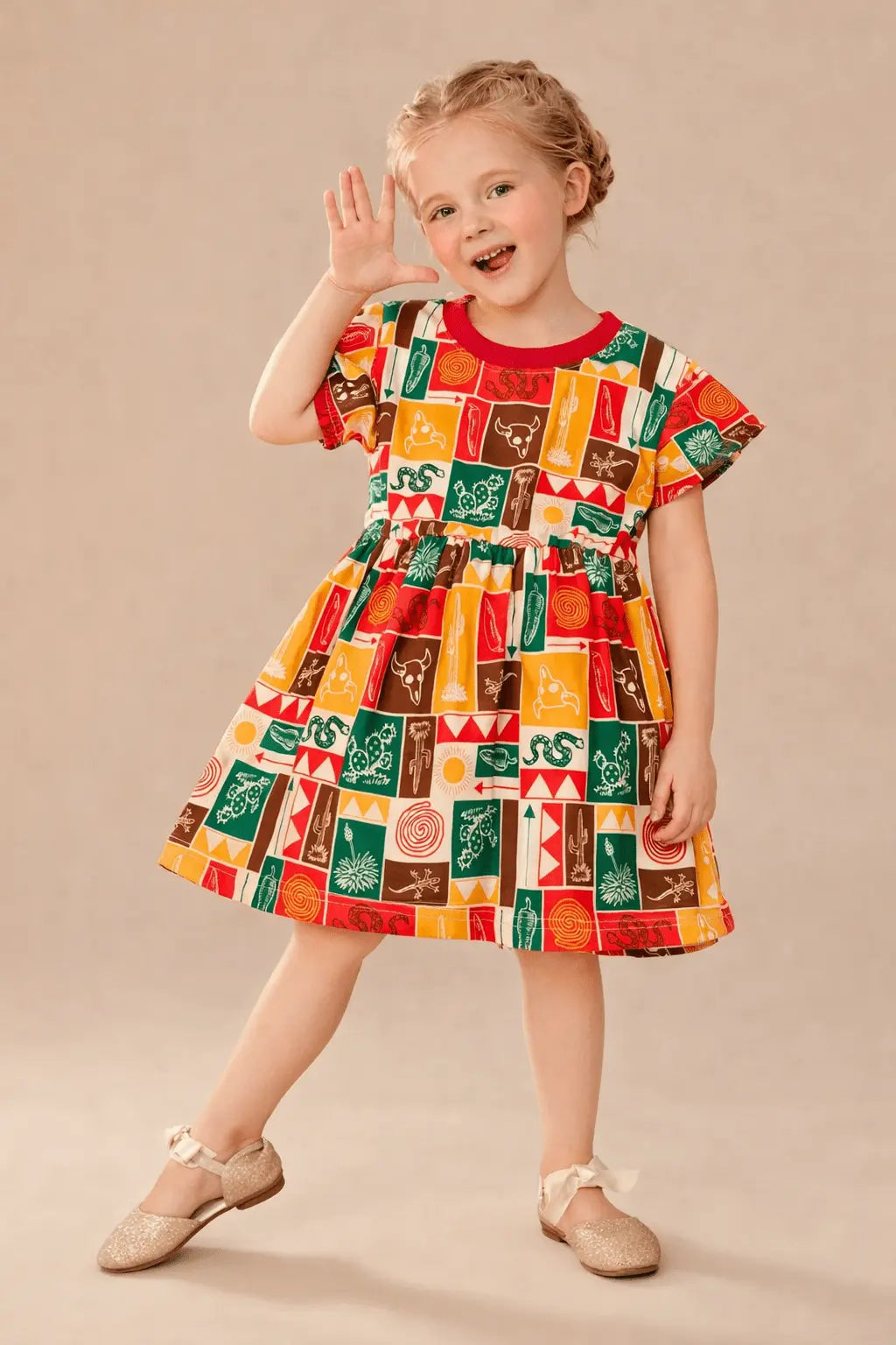 Junior Republic Girls colorful desert Printed Summer Frock