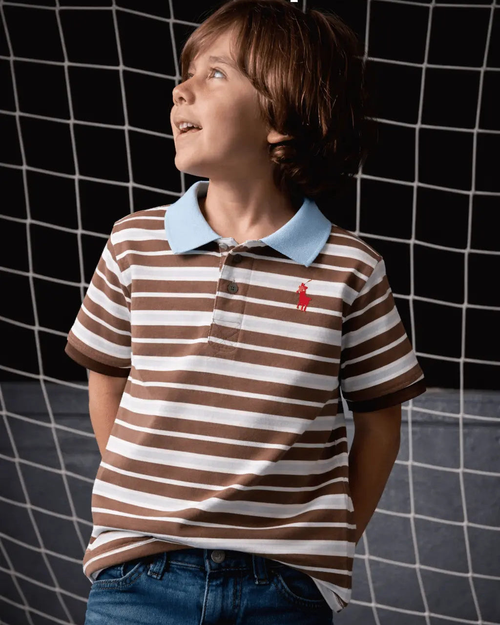 Junior Republic Kid's Stripes style Pony Embroidered Polo Shirt