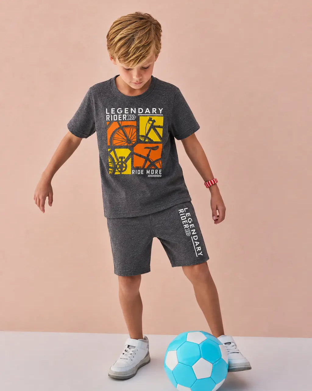 Junior Republic Legendary rider Printed Cotton Jersey T-Shirt & Shorts Set for Kids