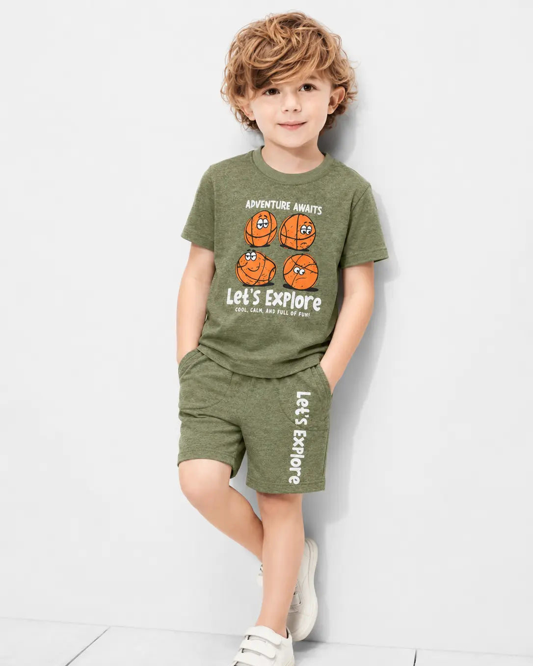 Junior Republic Lets Explore Printed Cotton Jersey T-Shirt & Shorts Set for Kids