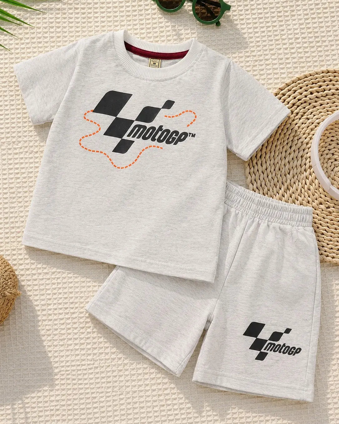 Junior Republic Moto GP Printed Cotton Jersey T-Shirt & Shorts Set for Kids