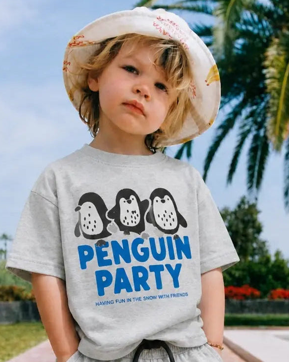 -Minor Fault- Junior Republic Kid's penguin Printed Tee Shirt
