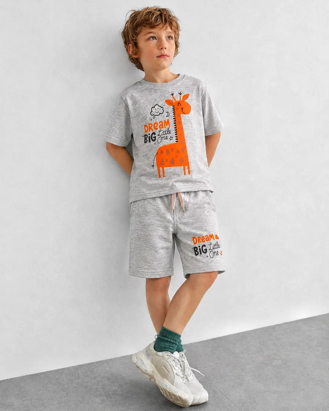 Junior Republic Dream Big Printed Cotton Jersey T-Shirt & Shorts Set for Kids
