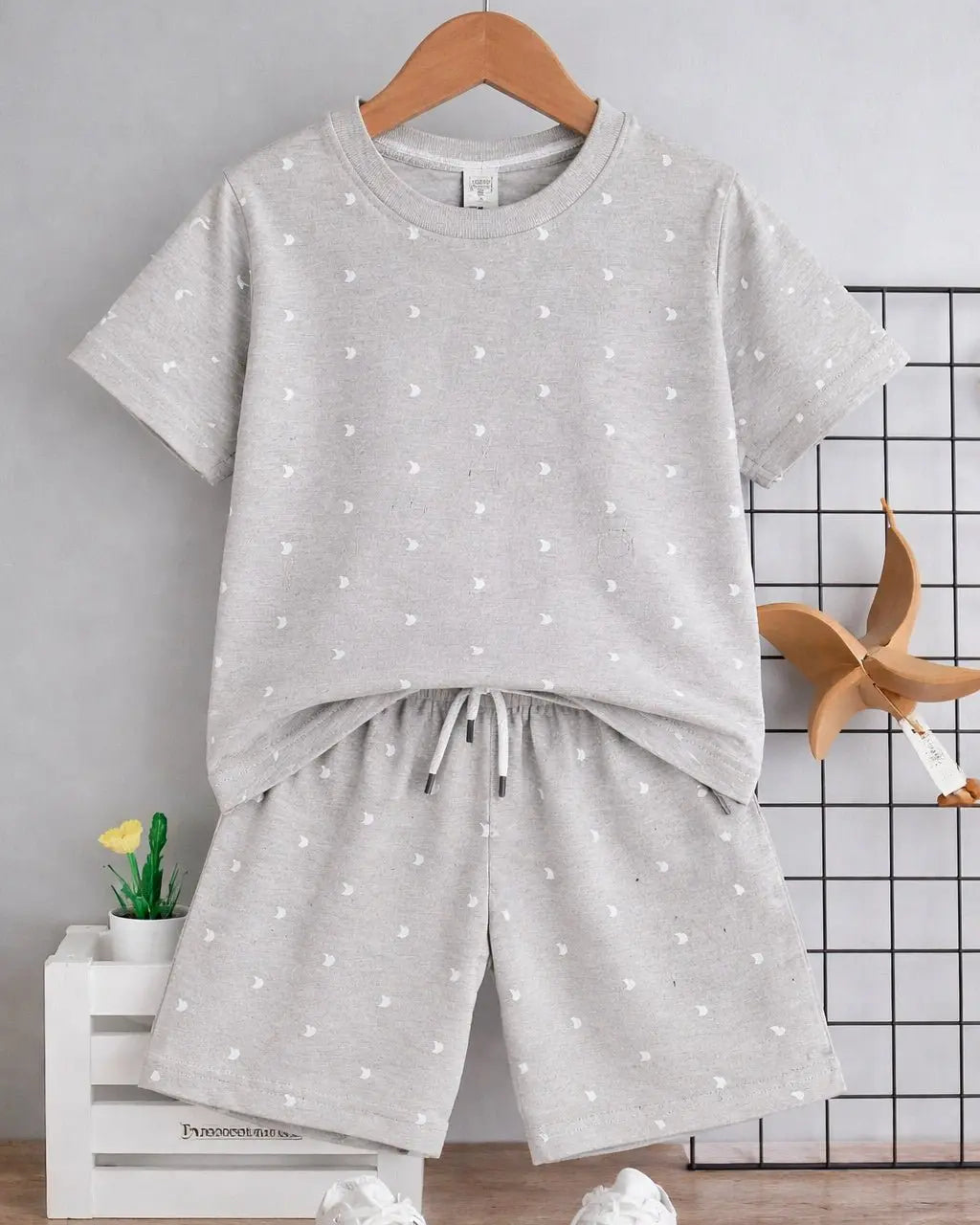 Junior Republic Crescent Printed Cotton Jersey T-Shirt & Shorts Set for Kids