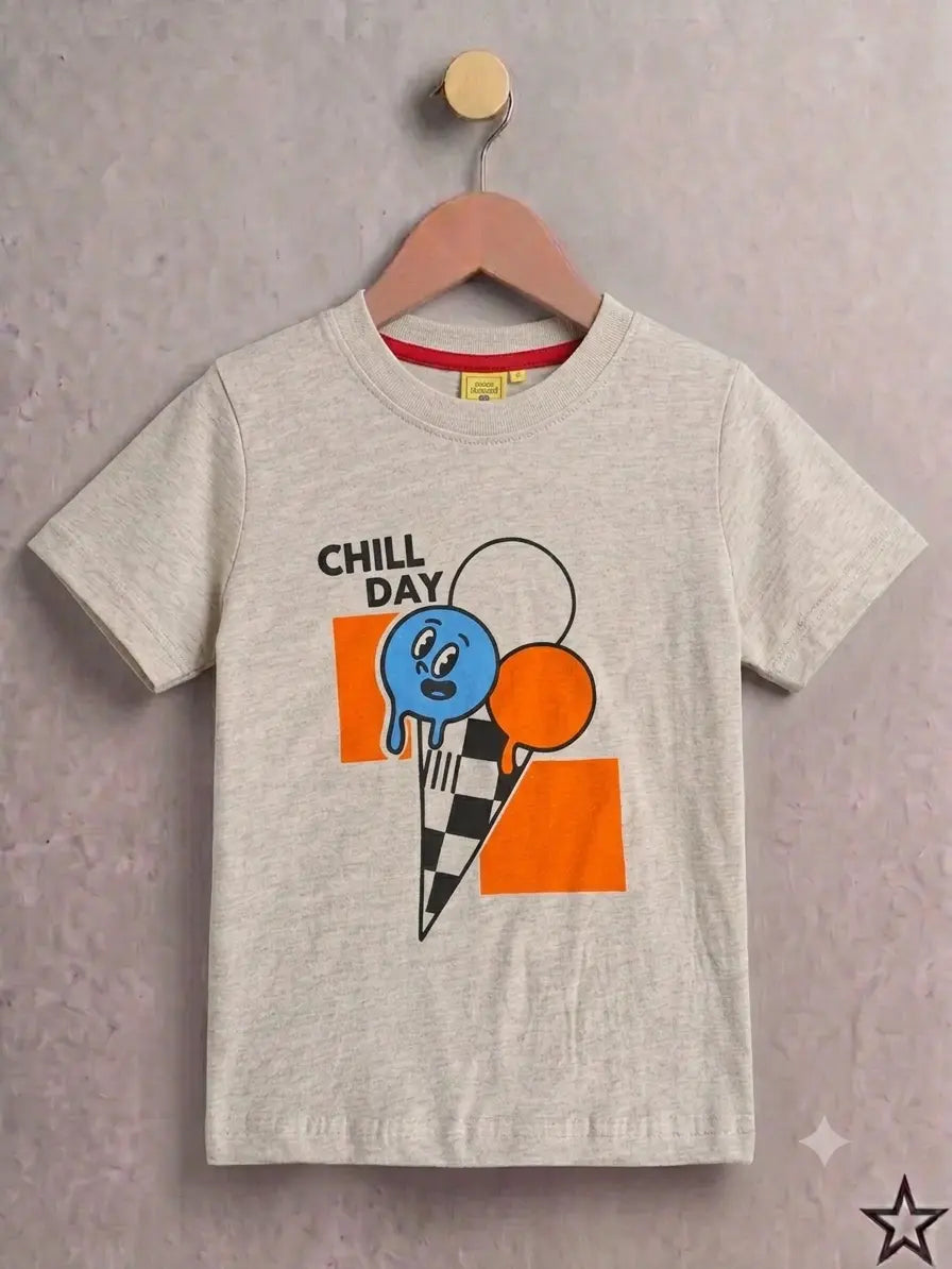 Junior Republic Kid's Chill Day Printed Tee Shirt