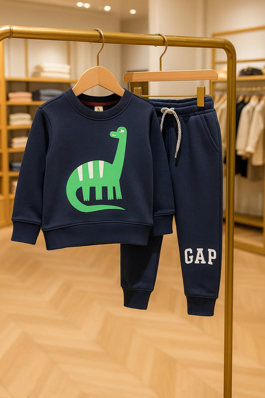 Junior Republic Kid's Dinosaur GAP Printed Fleece Winter Track Suit