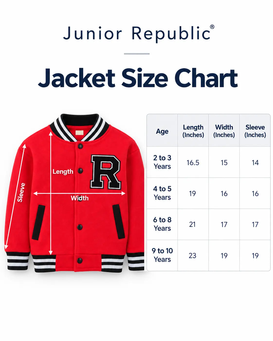 Kids Red Fleece Varsity Jacket – R Patch Button-Up Winter Jacket for Boys & Girls - FJ 001