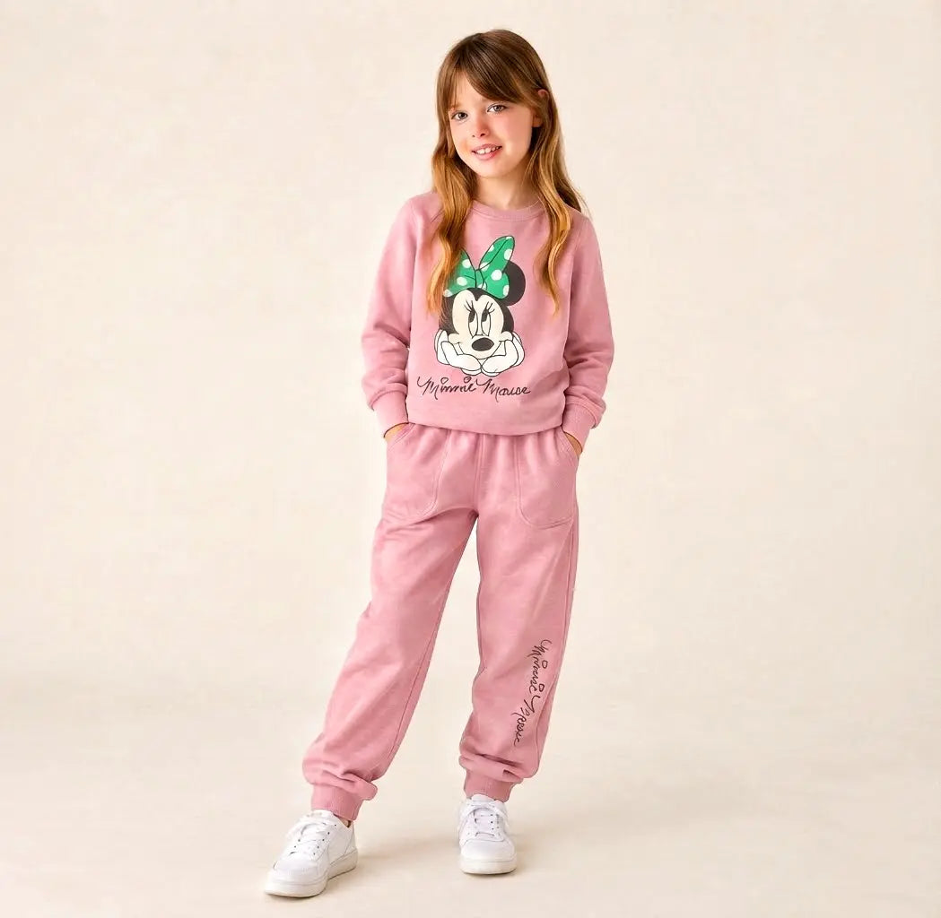 Minnie Mouse Printed Fleece Twin Set for Winter – for Girls - FTS 002