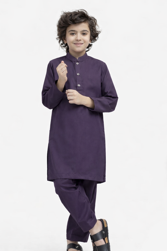 J unior Republic Boys Summer Shalwar Kameez with embroidered neck Collar- Classic Eastern Wear for Kids