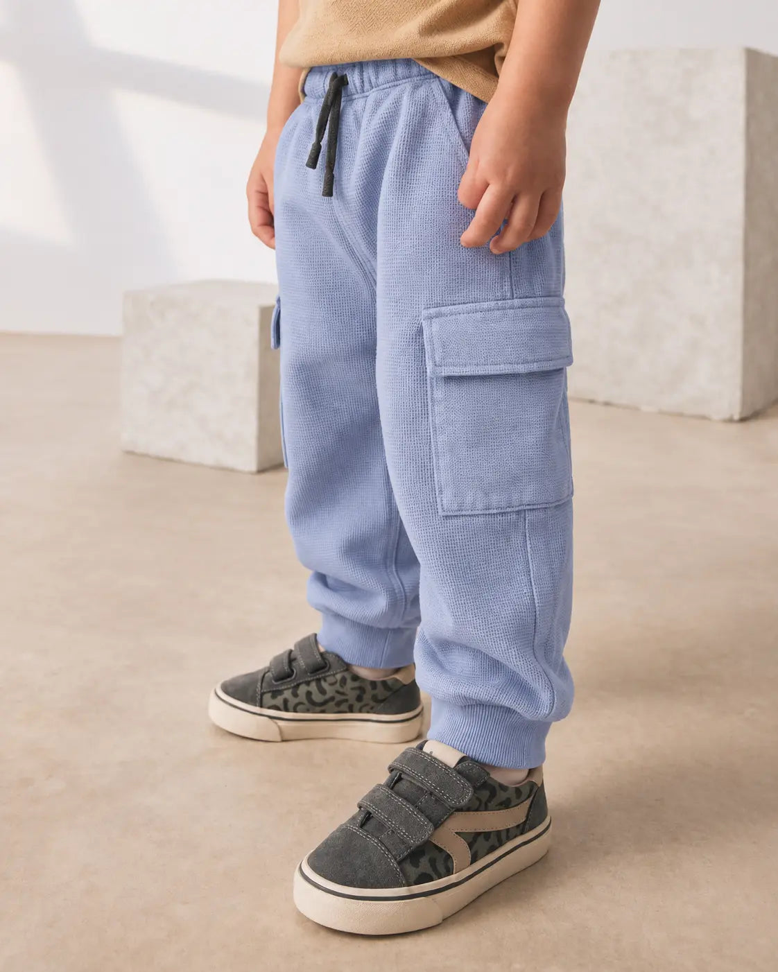 Kids Waffle Knit Cargo Jogger Trouser