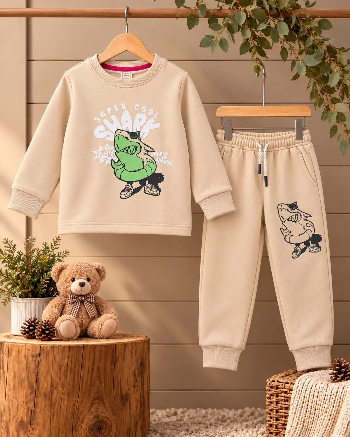 Super Cool Shark Printed Twin Set for Mid Season – French Terry- FTS-001