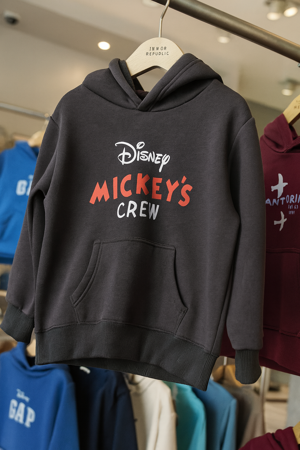 Junior Republic Mickey's Crew Printed Kids Fleece Winter Hoodies for Boys and Girls