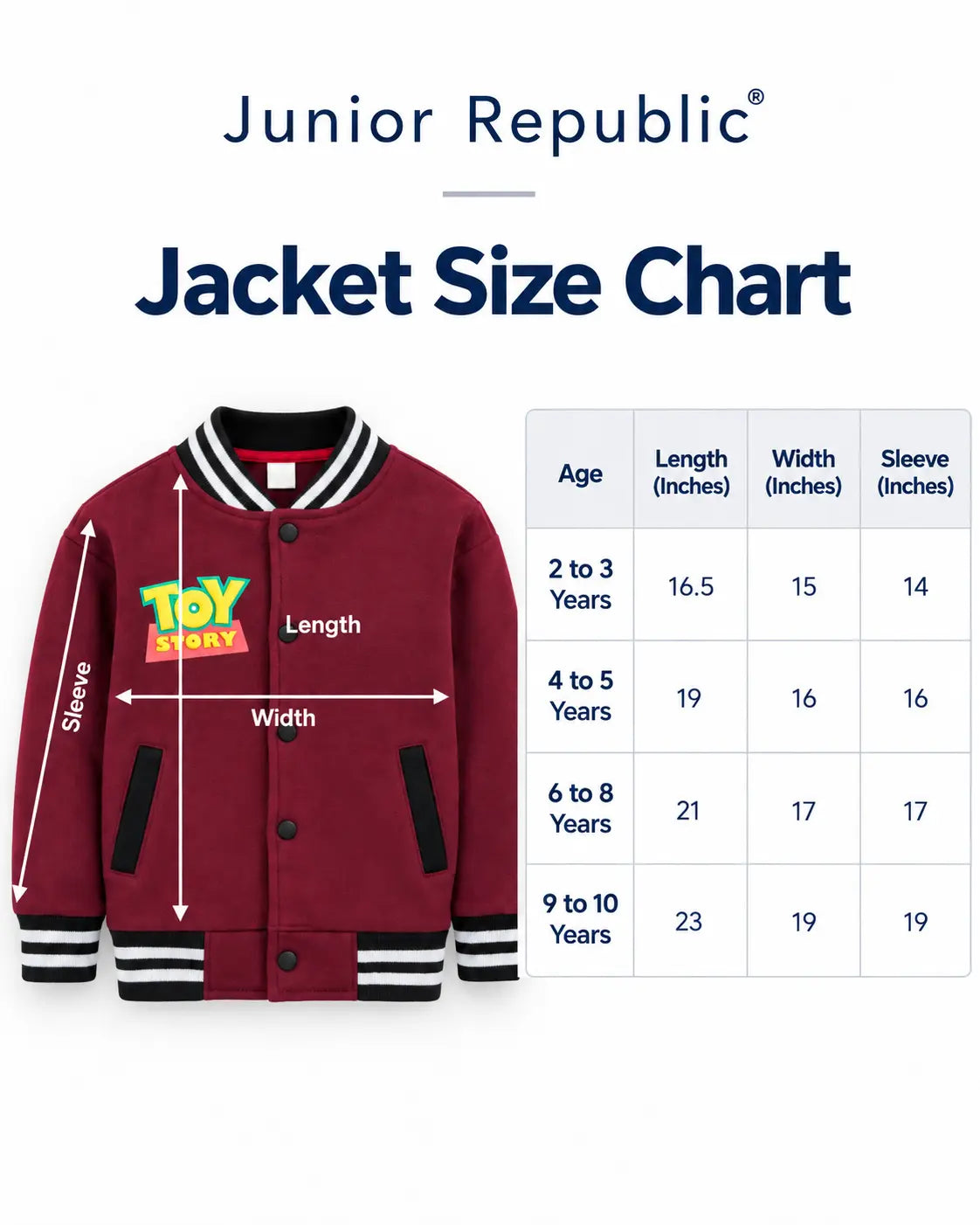Kids Toy Story Maroon Fleece Varsity Jacket – Winter Collection for Boys & Girls - FJ 002