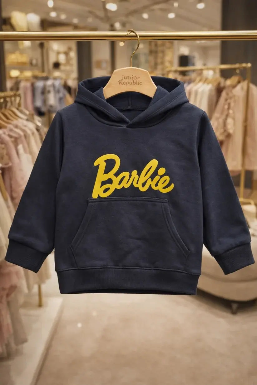 Junior Republic barbie Printed Kids Fleece Winter Hoodies for Girls - HD-014