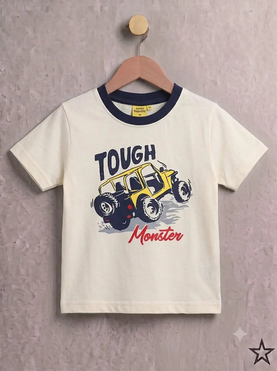 Junior Republic Kid's Tough Monster Printed Tee Shirt