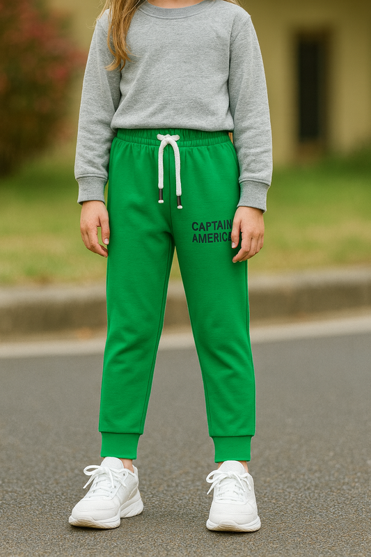 Junior Republic Cotton Jersey Mid Season Captain America Printed Girls Trouser - Rs. 399 SALE