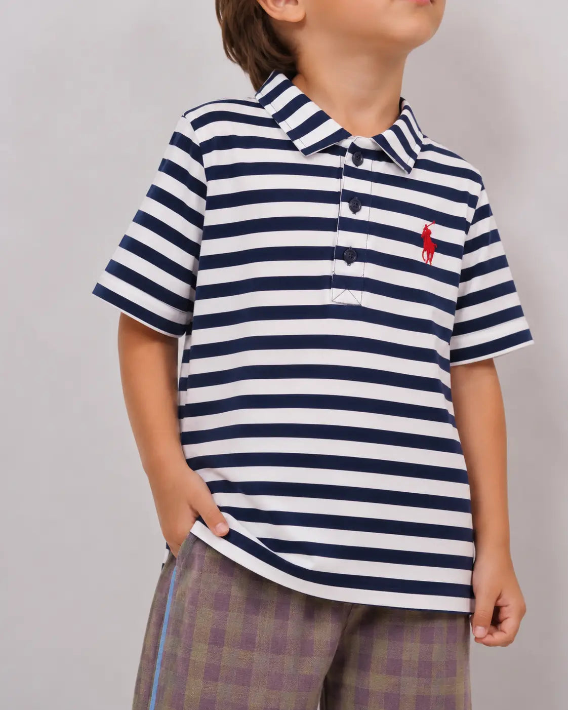 Junior Republic Kid's Stripes style Pony Embroidered Polo Shirt