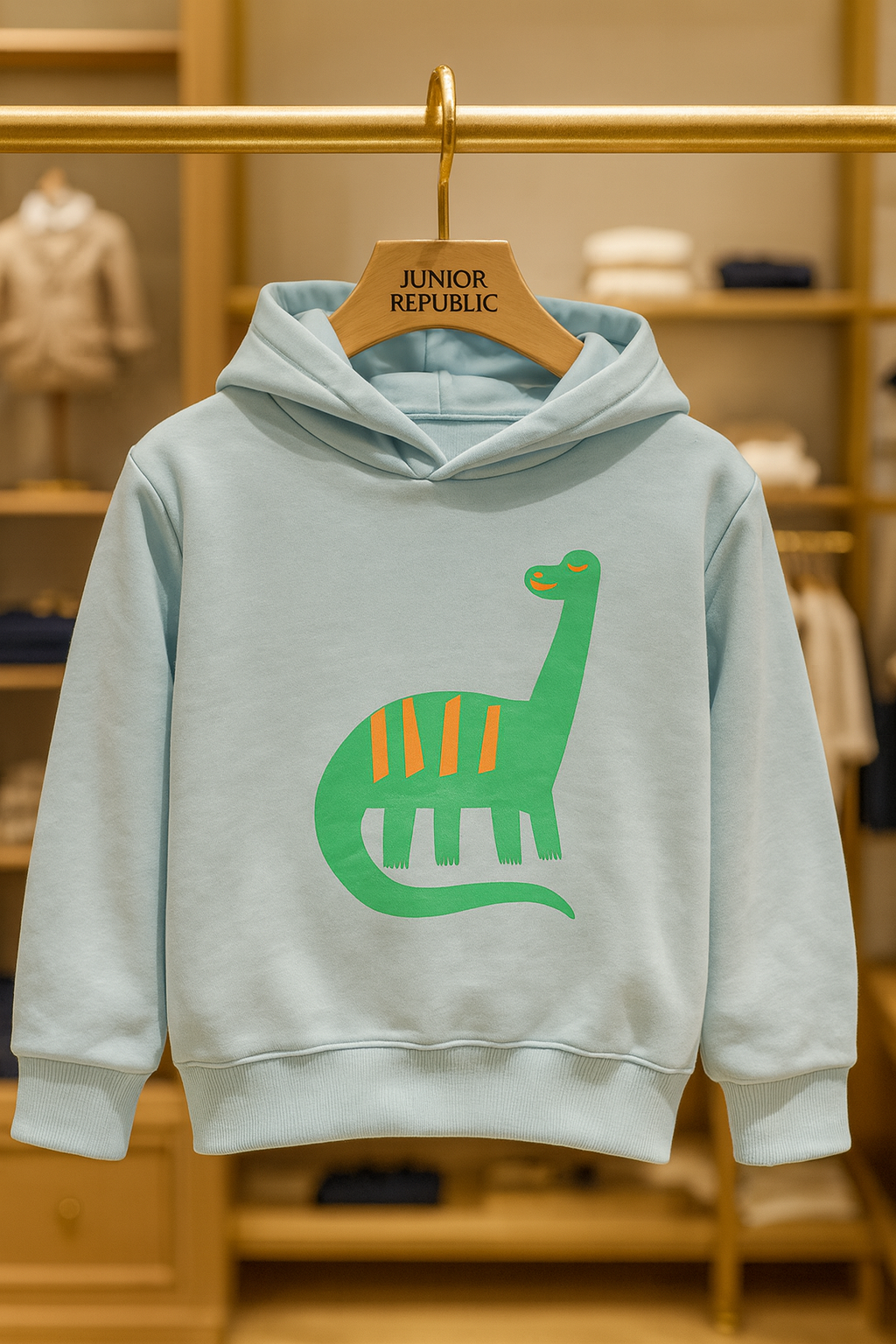 Junior Republic Dinosaur Printed Kids Fleece Winter Hoodies for Boys and Girls - HD-20