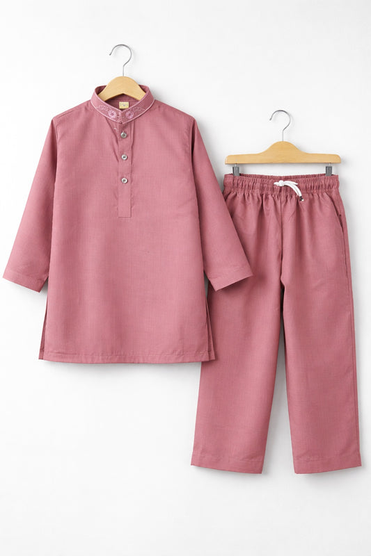 J unior Republic Boys Summer Shalwar Kameez with embroidered neck Collar- Classic Eastern Wear for Kids