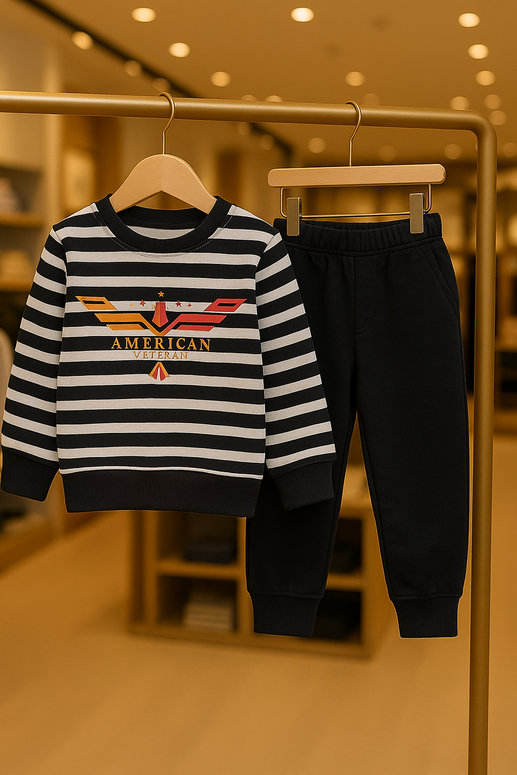 Junior Republic Kid's American Eagle Printed Fleece Winter Track Suit