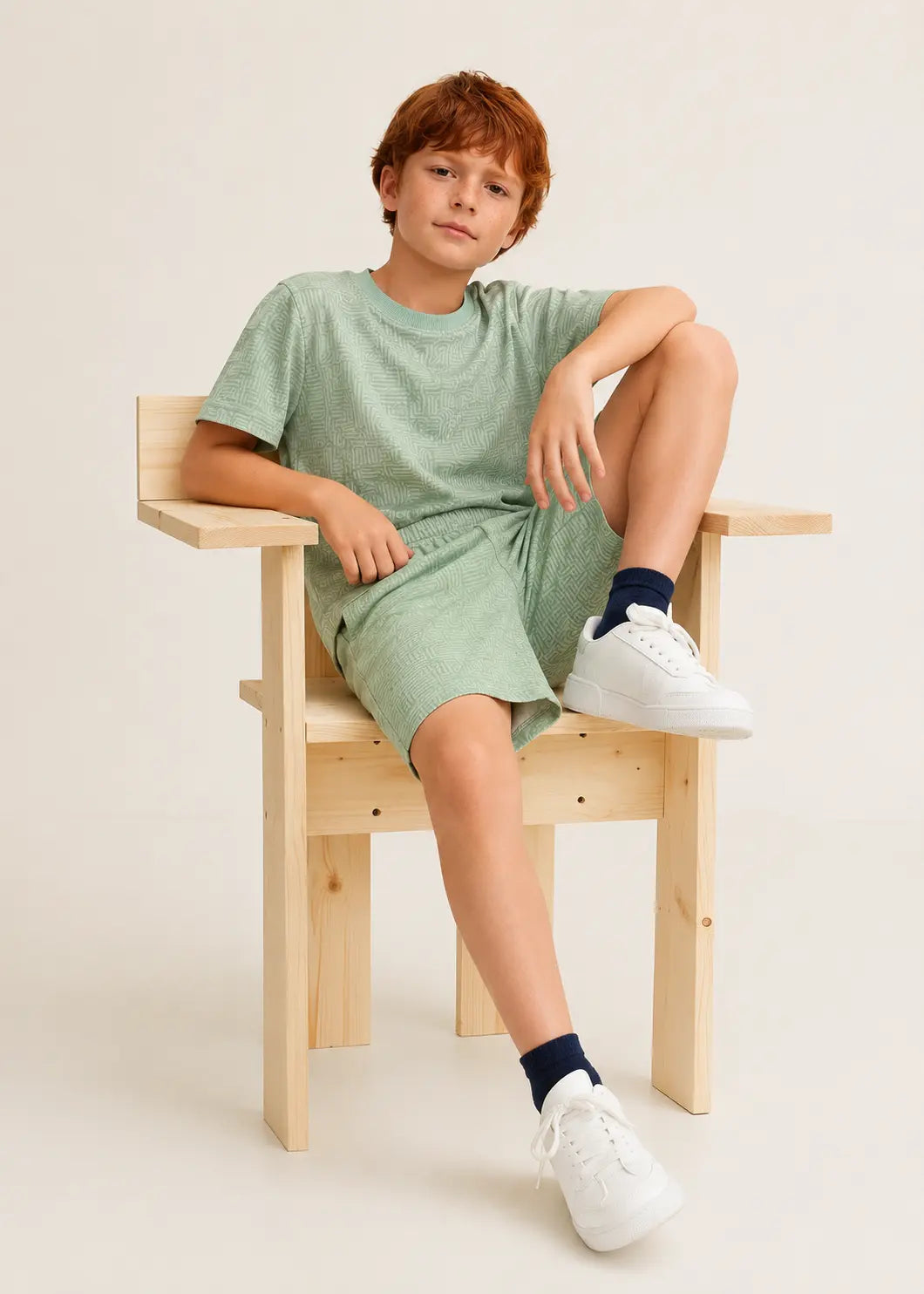 Junior Republic Green Mint Printed Cotton Jersey T-Shirt & Shorts Set for Kids