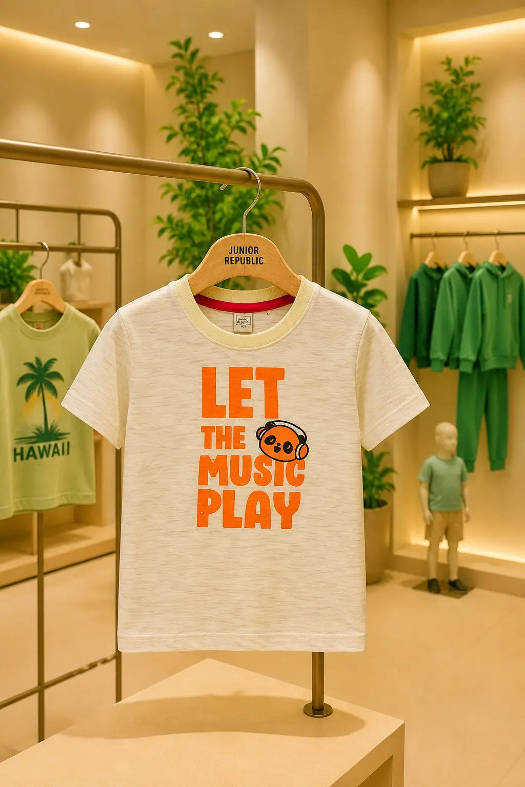 Junior Republic Kid's Let the Music Play Printed Tee Shirt