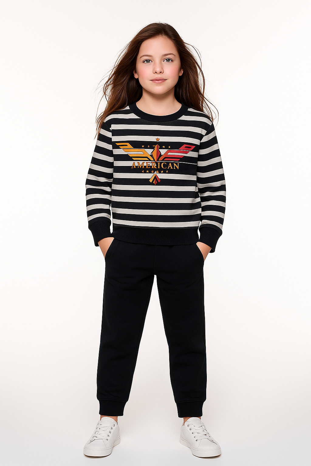 Junior Republic Kid's American Eagle Printed Fleece Winter Track Suit