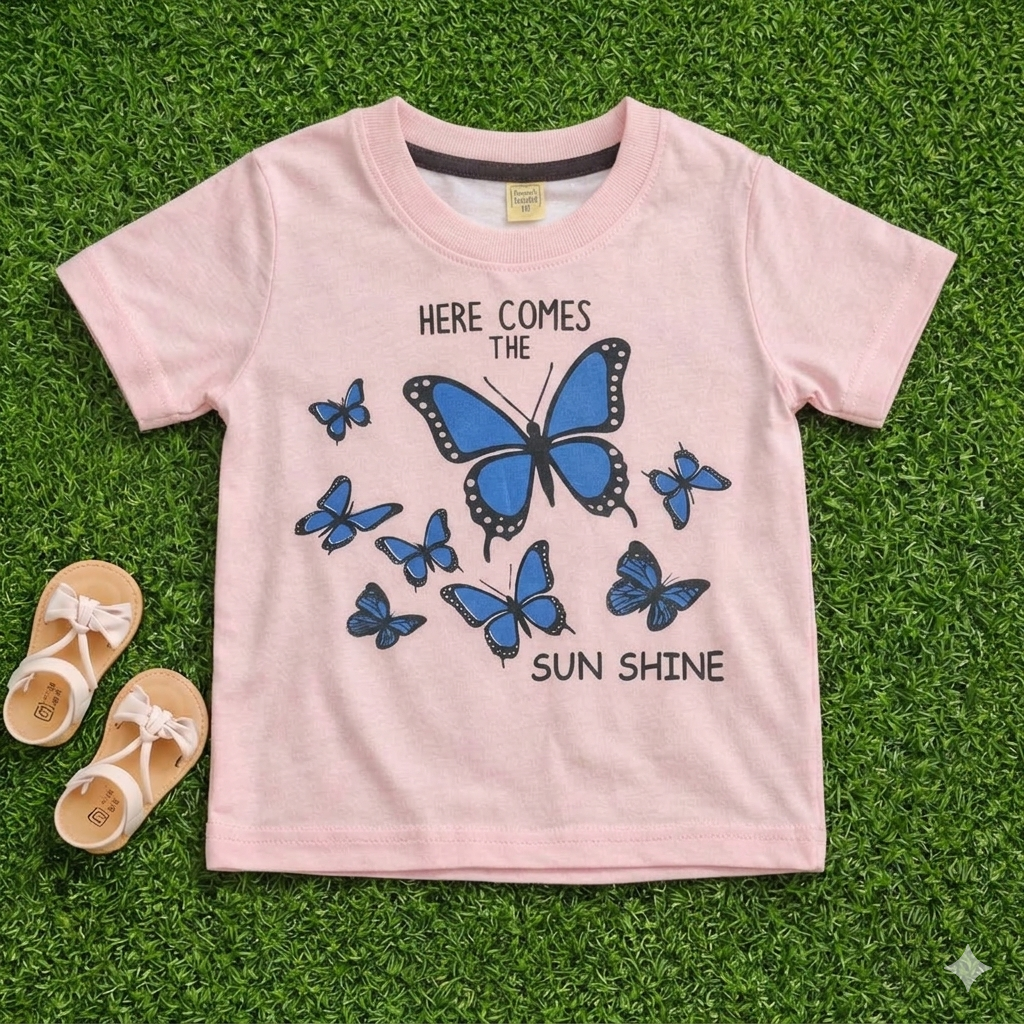 -Minor Fault- Junior Republic Kid's Butterflies Printed Tee Shirt