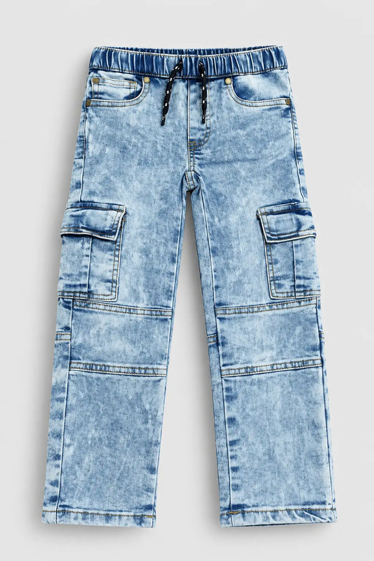 Branded Kids Light Blue Cargo Denim Jeans Pant - DN-014