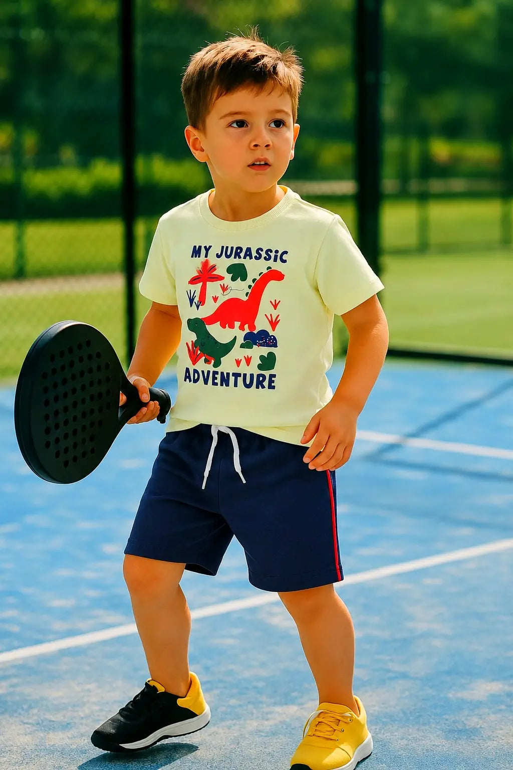 Junior Republic Jurasic Adventure Printed Cotton Jersey T-Shirt & Shorts Set for Kids