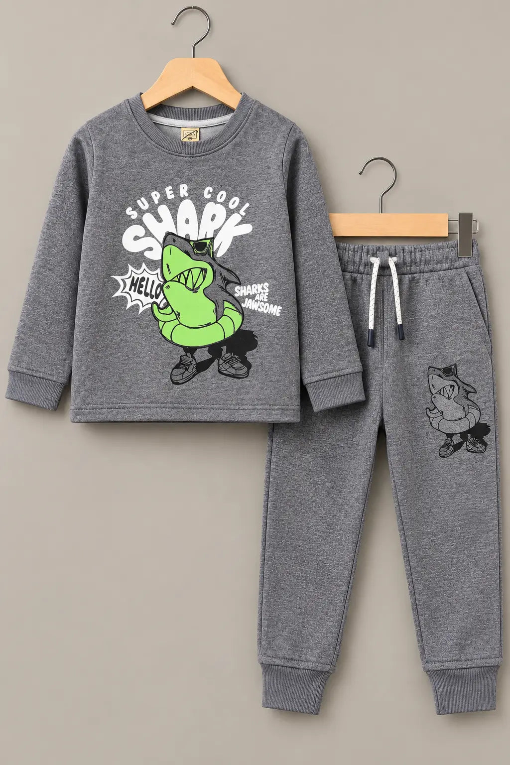 Super Cool Shark Printed Twin Set for Mid Season – French Terry- FTS-003