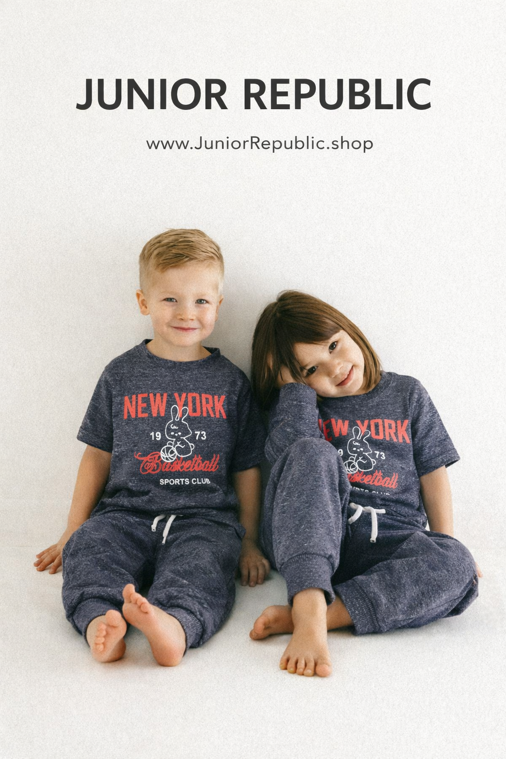 Junior Republic Kid's New York Printed Cotton Jersey Summer Trouser Shirt Suit