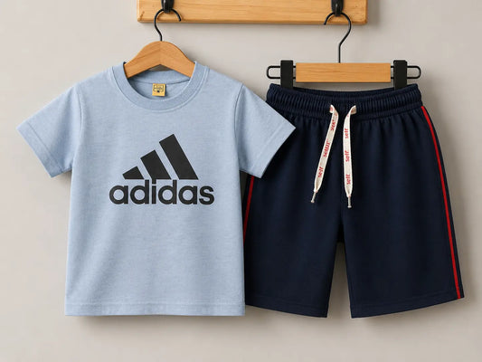 Junior Republic Adidas Printed Cotton Jersey T-Shirt & Shorts Set for Kids