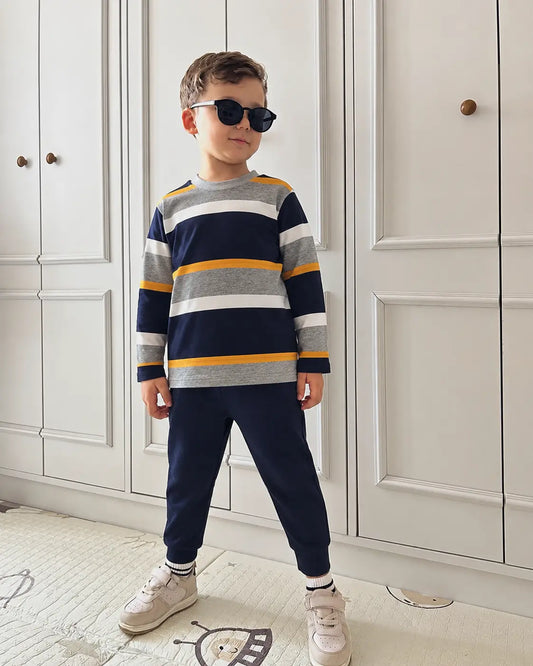 Junior Republic Kid's Stripes Style long Sleeves Shirt
