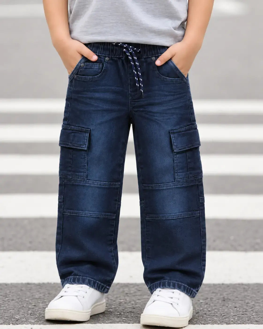 Branded Kids Blue Cargo Denim Jeans Pant