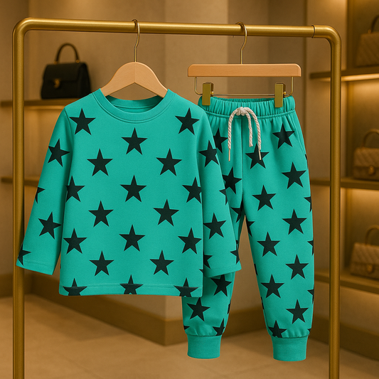 Junior Republic Kid's Star Printed Fleece Winter Suit