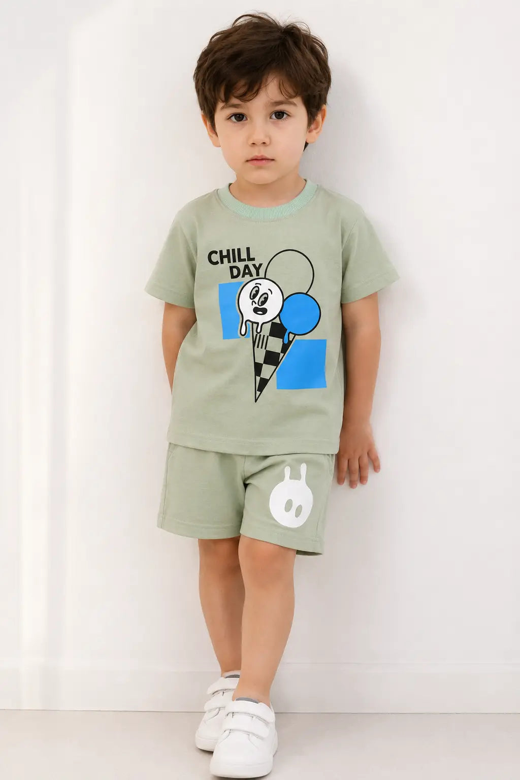 Junior Republic Chill day Printed Cotton Jersey T-Shirt & Shorts Set for Kids