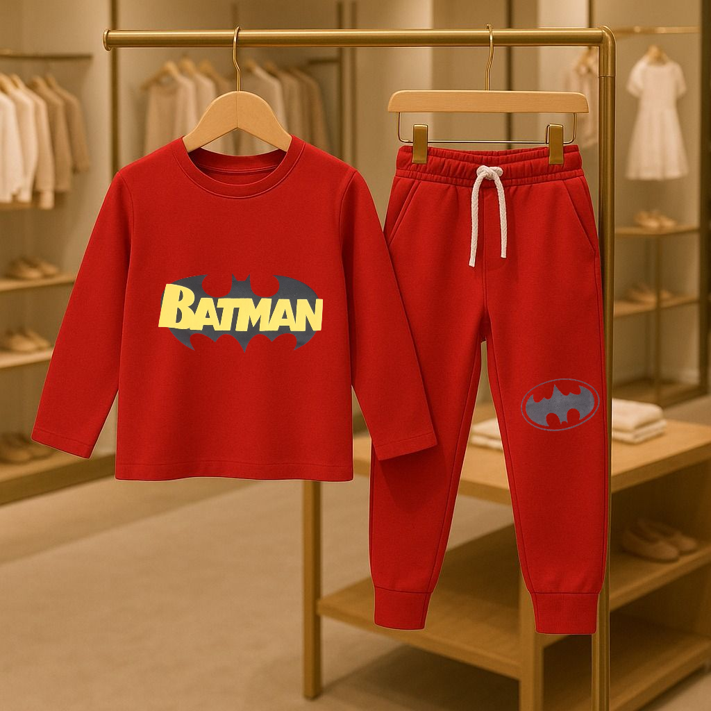 Junior Republic Kid's Batman Printed Fleece Winter Suit