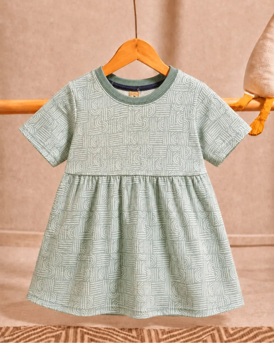 Girls Mint green all over Print Summer Frock