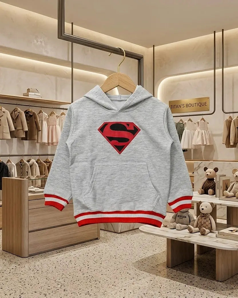 Junior Republic Superman Printed Kids Fleece Winter Hoodies for boys and Girls - HD-060