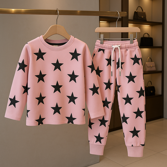 Junior Republic Kid's Star Printed Fleece Winter Suit