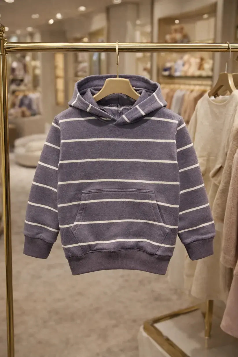 Junior Republic Stripes Style Kids Fleece Winter Hoodies for Boys and Girls - HD-011
