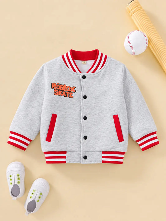 Kids Fleece Varsity Jacket – Roblox Printed Button-Up Winter Jacket for Boys & Girls - FJ 003