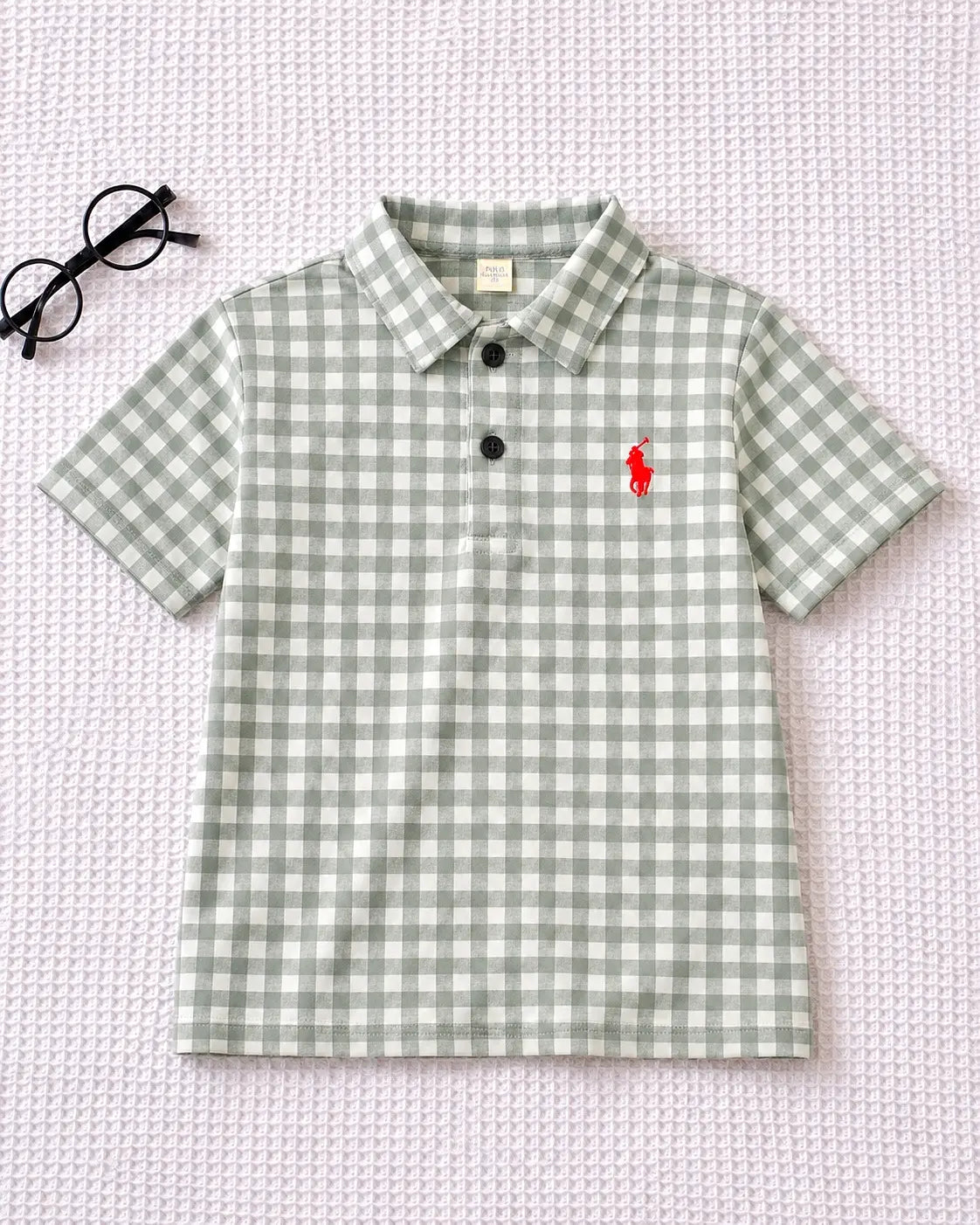Junior Republic Kid's Check style Pony Embroidered Polo Shirt