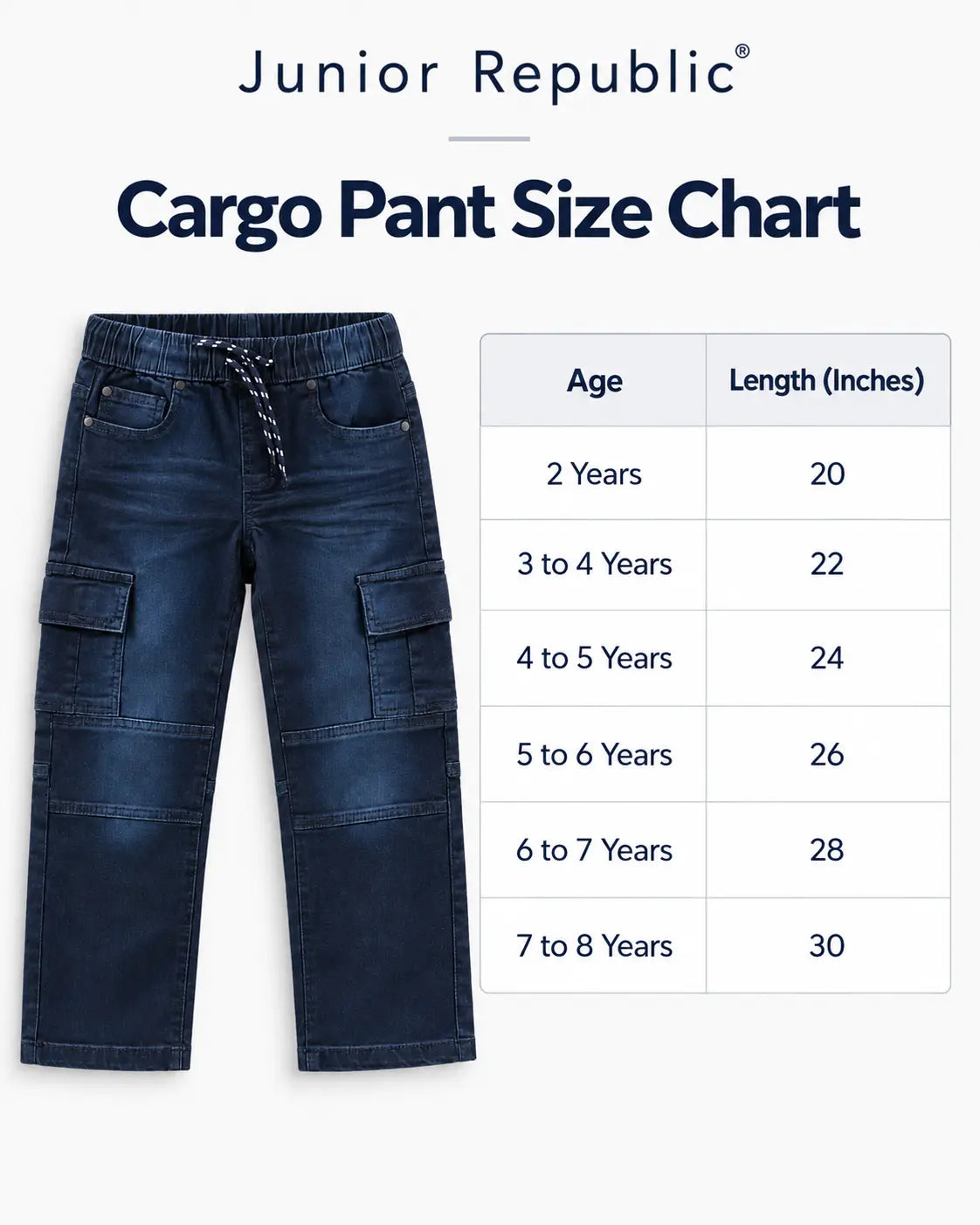 Branded Kids Dark Navy Cargo Denim Jeans Pant
