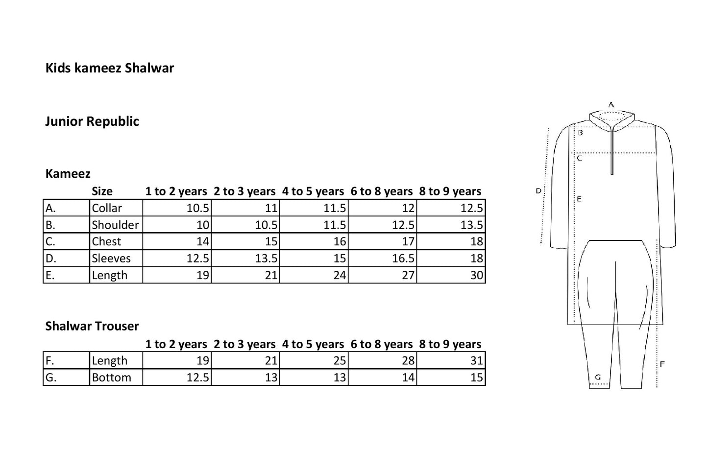 J unior Republic Boys Summer Shalwar Kameez with embroidered neck Collar- Classic Eastern Wear for Kids