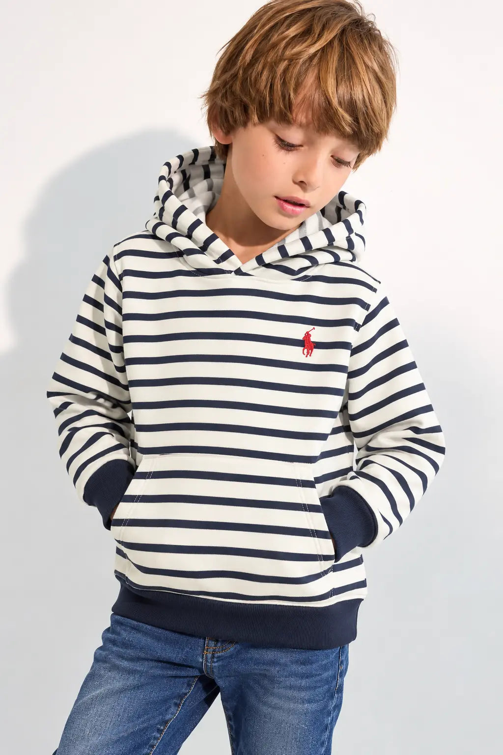 Kids Pony Embroidered Stripes Style Fleece Winter Hoodies for boys and Girls - HD-069