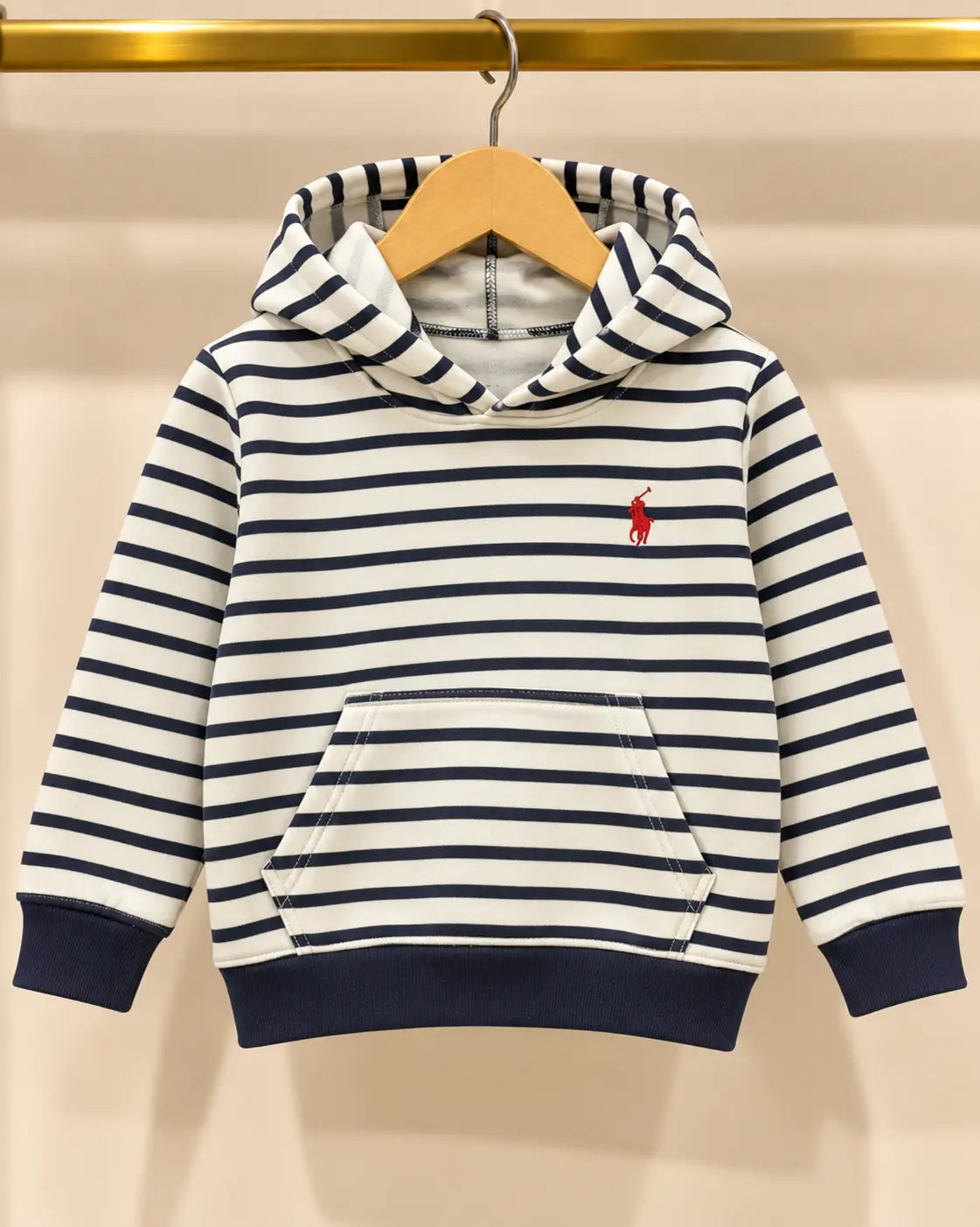 Kids Pony Embroidered Stripes Style Fleece Winter Hoodies for boys and Girls - HD-069