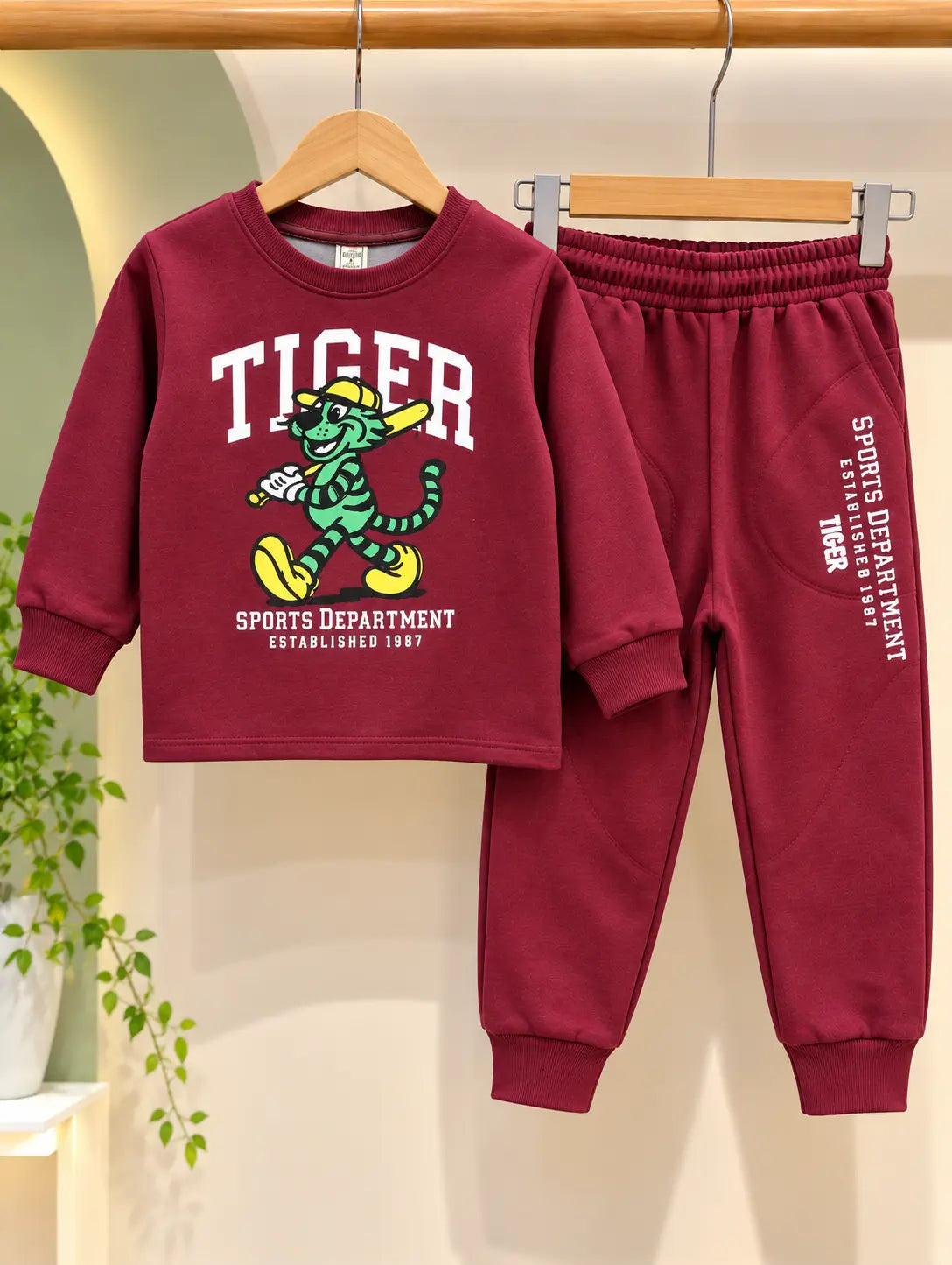Kids Tiger Printed Fleece Twin Set for Winter –  Shirt & Trouser for Boys & Girls - FTS 036